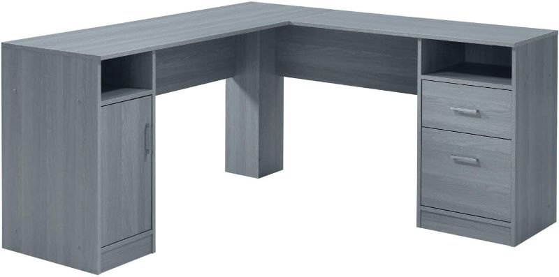 Photo 1 of Techni Mobili Functional Storage L-Shaped Computer Desk, Grey 59.5"D x 59.5"W x 30"H

