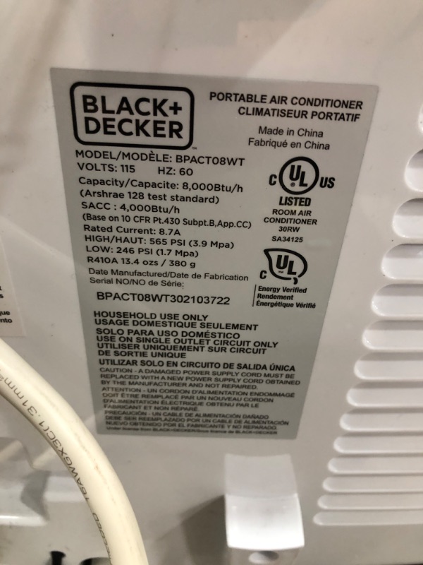 Photo 5 of BLACK+DECKER™ 8,000 BTU Portable Air Conditioner