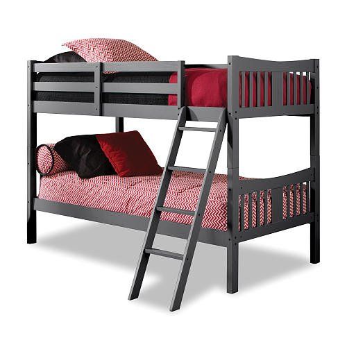 Photo 1 of **MISSING BOX** Storkcraft Caribou Solid Hardwood Twin Bunk Bed with Ladder and Safety Rail, Gray
