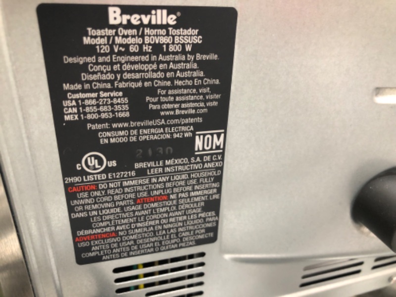 Photo 7 of Breville Smart Oven Air Fryer Toaster Oven, Brushed Stainless Steel, BOV860BSS
