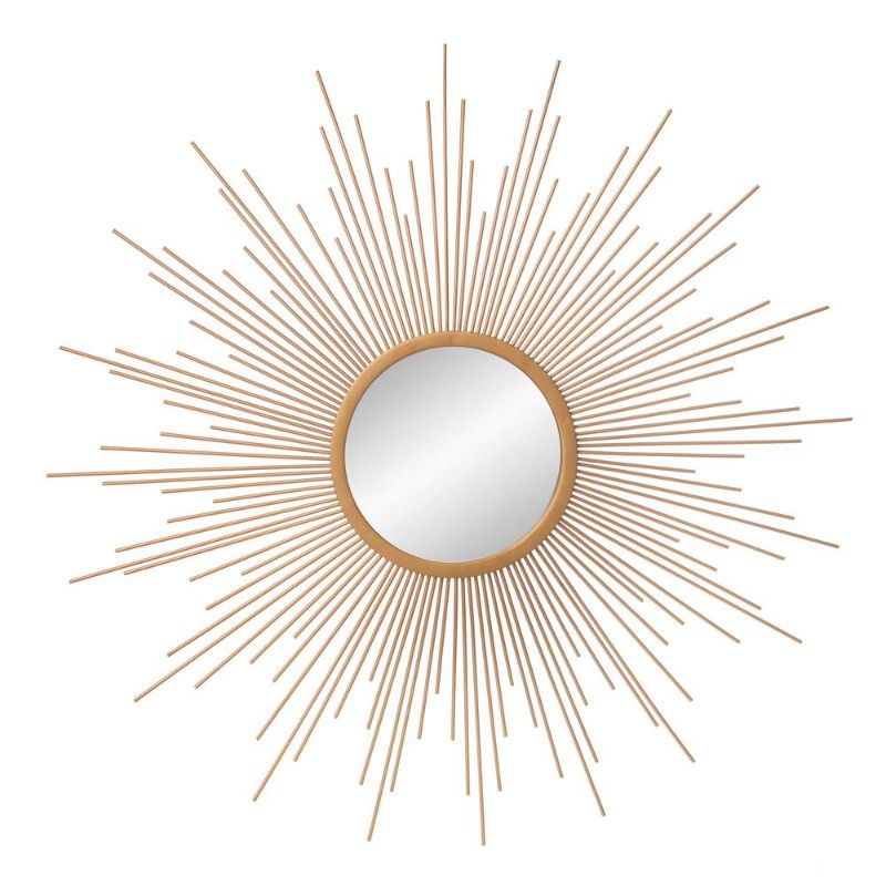 Photo 1 of Patton Wall Decor Gold Spoked Sunburst Wall Accent Mirror
