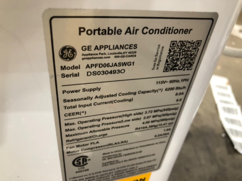 Photo 6 of GE 6,100 BTU Portable Air Conditioner for Small Rooms up to 250 sq ft., 3-in-1 with Dehumidify, Fan and Auto Evaporation, Included Window Installation Kit
