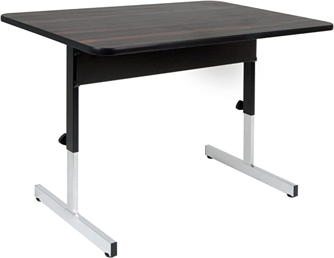 Photo 1 of Calico Designs Adapta Height Adjustable Office Desk, All-Purpose Utility Table, Sit to Stand up Desk Home Computer Desk, 22" - 32" in Powder Coated Black Frame and 1" Thick Walnut Top, 48 Inch, Black/Walnut (410380)
