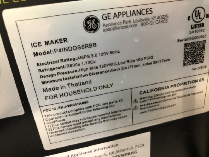 Photo 6 of GE Profile - Opal 2.0 38-lb. Portable Ice Maker Dispenser with Nugget Ice Production, Side Tank, and Built-in Wifi - Satin Black
