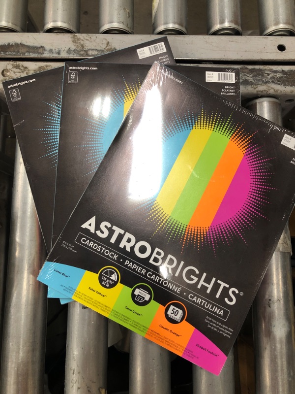 Photo 2 of 3PK-Astrobrights Bright 65 Lb. Cardstock Paper, 8.5" X 11", Assorted Colors, 50 Sheets/Pack (99326-01)
