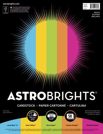 Photo 1 of 3PK-Astrobrights Bright 65 Lb. Cardstock Paper, 8.5" X 11", Assorted Colors, 50 Sheets/Pack (99326-01)
