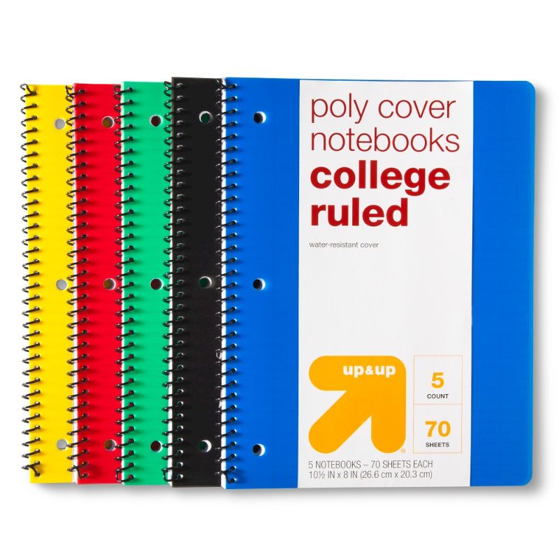 Photo 1 of 4PK-5pk 1 Subject College Ruled Spiral Notebooks - up&up
