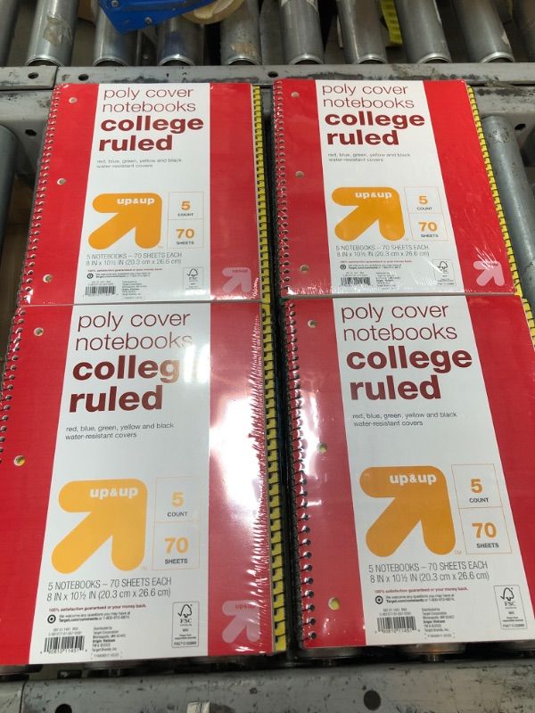 Photo 2 of 4PK-5pk 1 Subject College Ruled Spiral Notebooks - up&up
