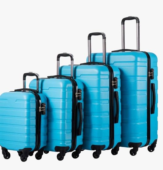 Photo 1 of COOLIFE LUGGAGE 4 PIECE SET SUITCASE SPINNER HARDSHELL LIGHTWEIGHT TSA LOCK (FAMILY SET-SKY BLUE)
