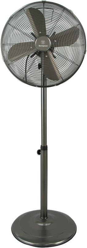 Photo 1 of Westinghouse Vintage Metal Pedestal Fan - 16” Stand Fan Made with 3-Speed Setting, 4 Heavy-Duty Blades, SPT-2 Polarized Plug, Telescopic Adjustable Height, and 90° Oscillation Function (Grey)
