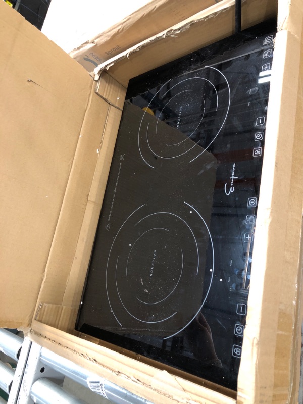 Photo 2 of NONFUNCTIONAL-Empava IDC12B2 Horizontal Electric Stove Induction Cooktop with 2 Burners in Black Vitro Ceramic Smooth Surface Glass 120V, 12 Inch
