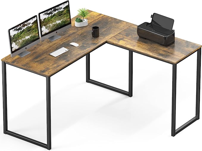 Photo 1 of SHW 48-Inch Mission L-Shaped Home Computer Desk, Rustic Brown
