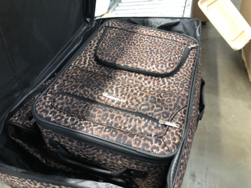 Photo 3 of Rockland Vara Softside 3-Piece Upright Luggage Set, Leopard, (20/22/28)
