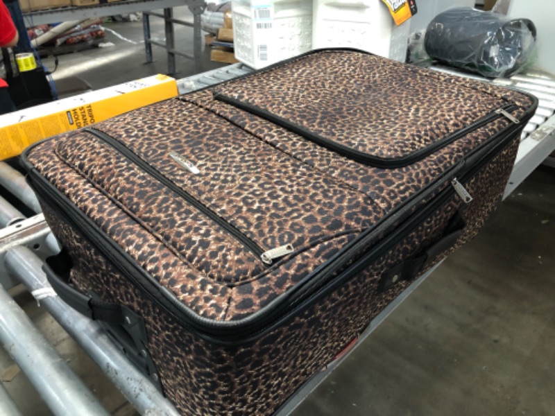 Photo 2 of Rockland Vara Softside 3-Piece Upright Luggage Set, Leopard, (20/22/28)
