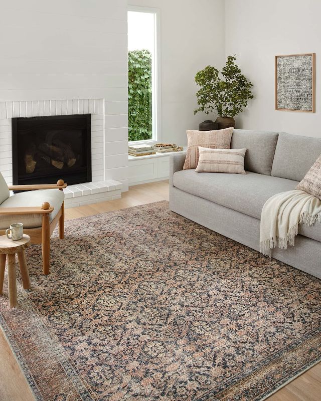 Photo 1 of Amber Lewis x Loloi Billie Collection BIL-01 Ink / Salmon, Traditional 6'-0" x 9'-0" Area Rug
