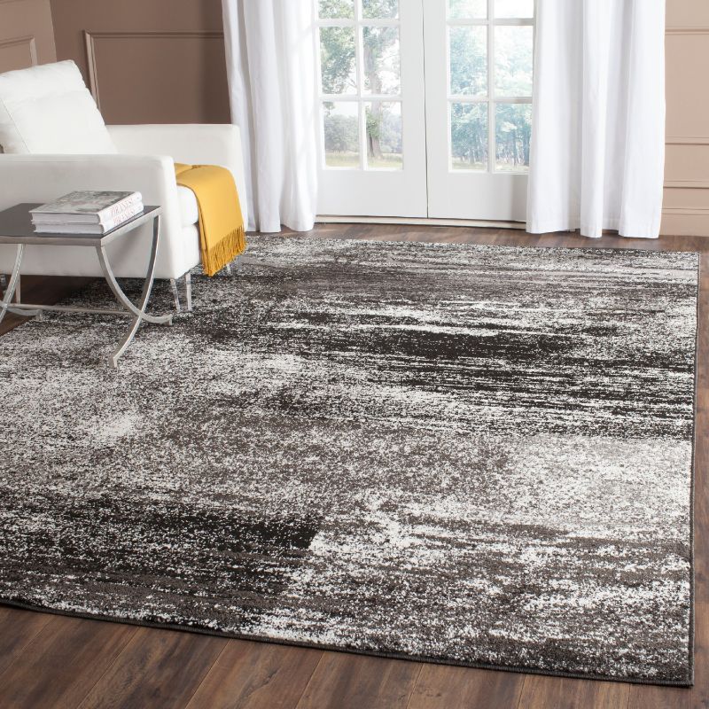 Photo 1 of ADR112A-9 Adirondack Power Loomed Rectangle Rug, Silver - Black, 9 X 12 Ft.
