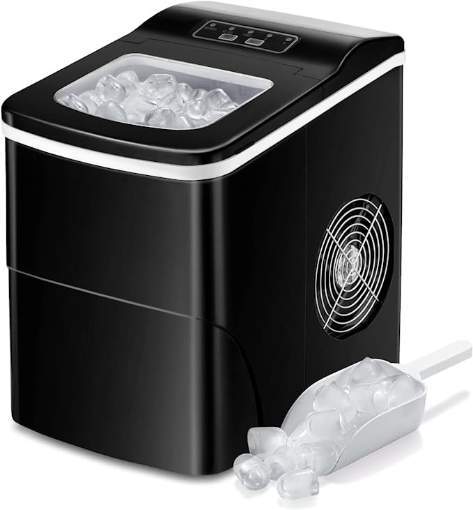 Photo 1 of AGLUCKY Countertop Ice Maker Machine, Portable Ice Makers Countertop, Make 26 lbs ice in 24 hrs,Ice Cube Rready in 6-8 Mins with Ice Scoop and Basket (Black)
