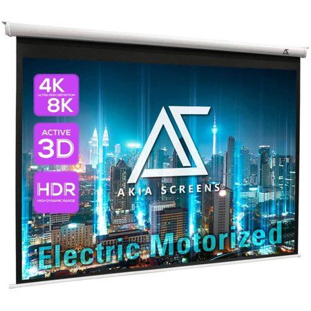 Photo 1 of Akia Screens 104 Inch Motorized Electric Remote Controlled Drop Down Projector Screen 4:3 8K 4K HD 3D Retractable Ceiling Wall Mount White Projection
