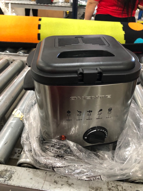 Photo 2 of Ovente Electric Deep Fryer 1.5 Liter, 800W Power with Removable Basket & Cool-Touch Handle, Odor Filter Lid, Compact and Easy to Store Fryer, Silver FDM1501BR
