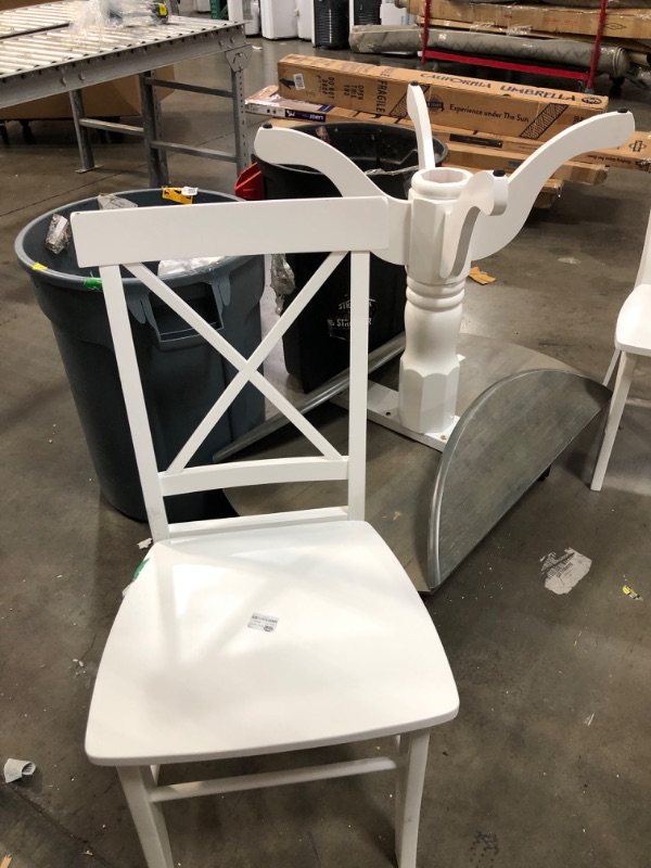 Photo 1 of 42" Mason Round Dual Drop Leaf Dining Table - International Concepts & Set of 2 X Back Chairs with Solid Wood Seats White - International Concepts




