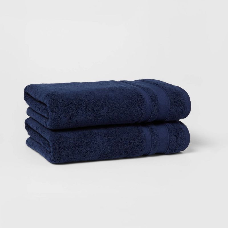 Photo 1 of 2pk Navy Blue Performance Bath Towel
