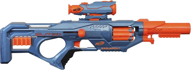 Photo 1 of      NERF Elite 2.0 Eaglepoint RD-8 Blaster -- 8-Dart Drum, Detachable Scope and Barrel, 16 Official Elite Darts, Bolt Action
