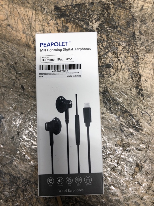 Photo 1 of Headphones Earphones with Lightning Connector, PEAPOLET MFi Certified Wired Earpods Headset with Microphone and Volume Control, Compatible iPhone 13 12 11 Pro Max iPhone X XS Max XR