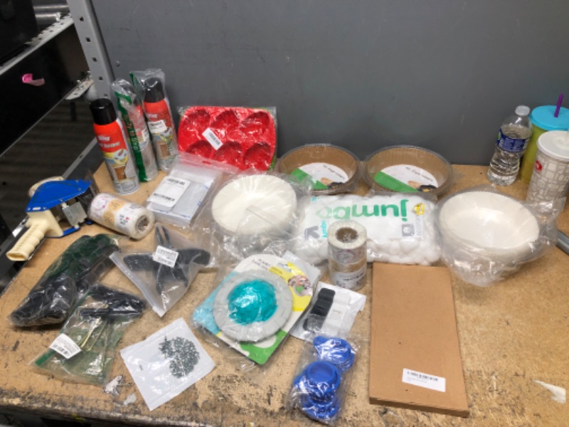 Photo 1 of 20 miscellaneous things, such as Satori, cotton balls, stickers, air fry liners, chocolate molding Easter eggs, roach repellent, baby screws, and some hooks, and rubber pieces