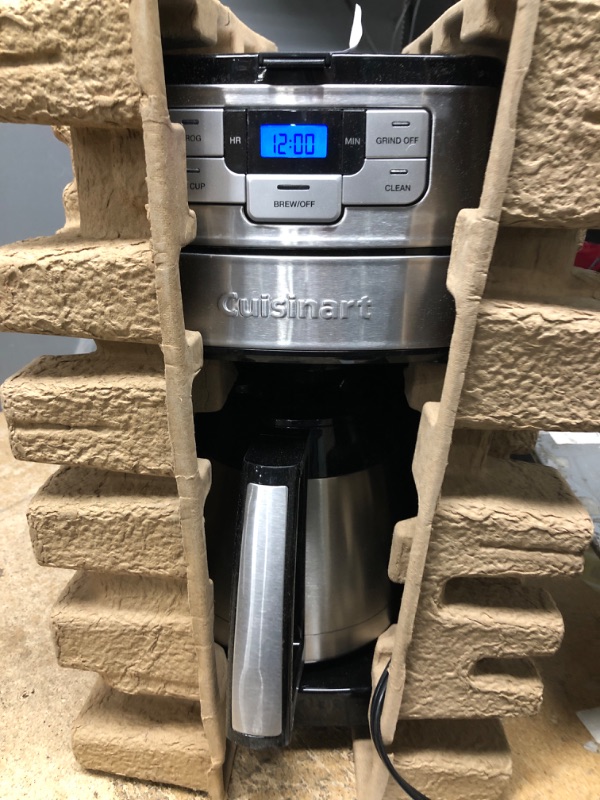 Photo 3 of  powers on**  10 Cup Coffee Maker with Grinder by Cuisinart, Automatic Grind & Brew, Black/Silver, DGB-450 10-Cup Thermal Black/Silver