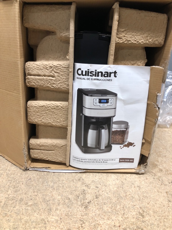 Photo 2 of  powers on**  10 Cup Coffee Maker with Grinder by Cuisinart, Automatic Grind & Brew, Black/Silver, DGB-450 10-Cup Thermal Black/Silver