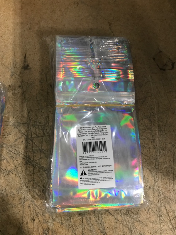 Photo 2 of 200 Pack Holographic Bags 4x6 in, Smell Proof Resealable Pouch for Snack Candy Party Favors
