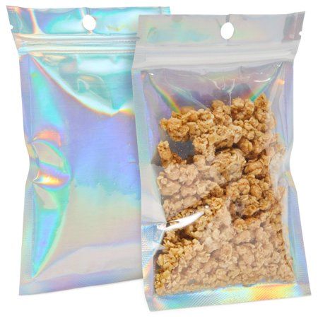 Photo 1 of 200 Pack Holographic Bags 4x6 in, Smell Proof Resealable Pouch for Snack Candy Party Favors
