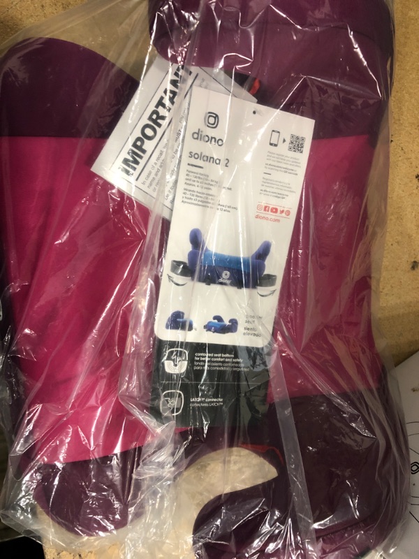 Photo 1 of Diono Solana 2 XL 2022, Dual Latch Connectors, Lightweight Backless Belt-Positioning Booster Car Seat, 8 Years 1 Booster Seat, Pink NEW! LATCH Connect Single Pink