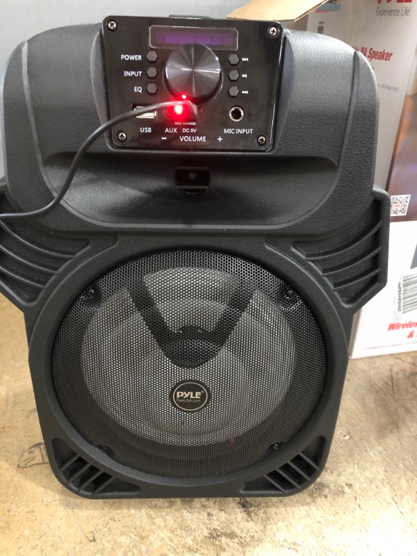 Photo 2 of 400W Portable Bluetooth PA Loudspeaker - 8” Subwoofer System, 4 Ohm/55-20kHz, USB/MP3/FM Radio/ ¼ Mic Inputs, Multi-Color LED Lights, Built-in Rechargeable Battery w/ Remote Control - Pyle PPHP844B