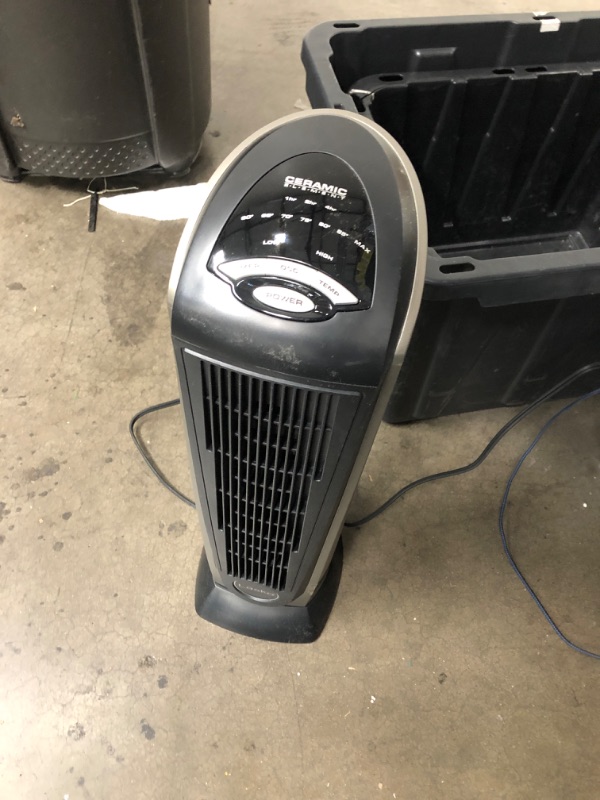 Photo 2 of *nonfunctional* Lasko Oscillating Ceramic Tower Space Heater for Home with Adjustable Thermostat, Timer and Remote Control, 22.5 Inches, Grey/Black, 1500W, 751320