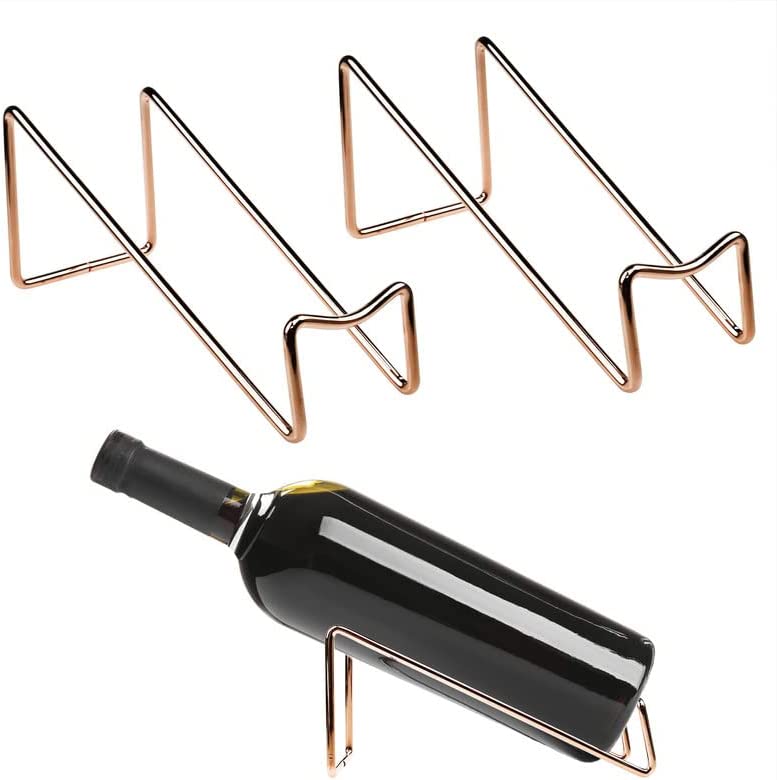 Photo 1 of Countertop Wine Bottle Holder, 2 Pcs Metal Red Wine Rack, No Assembly Required, Single Wine Bottle Holder, Perfect Wine Holder Stand for Wine Storage, Home Decor (Rose-Gold) WR-01
