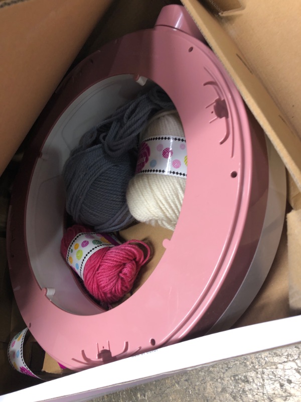 Photo 1 of 48 Needles Knitting Machines with Row Counter, Smart Knitting Round Loom for Adults/Kids, Knitting Board Rotating Double Knit Loom Machine Kits Pink White 48 Needles