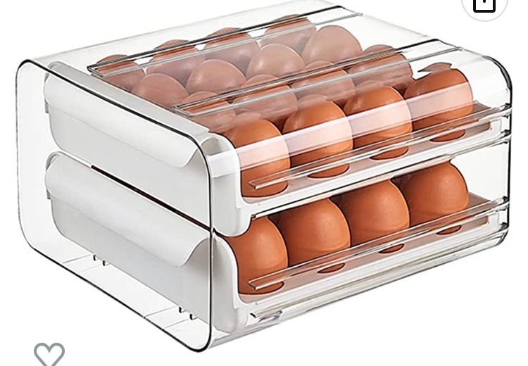 Photo 1 of 32-Count Egg Holder for Refrigerator 2-Story Drawer Type Egg Storage Organizer Durable Sturdy Compact and Space-Saving Egg Storage Box