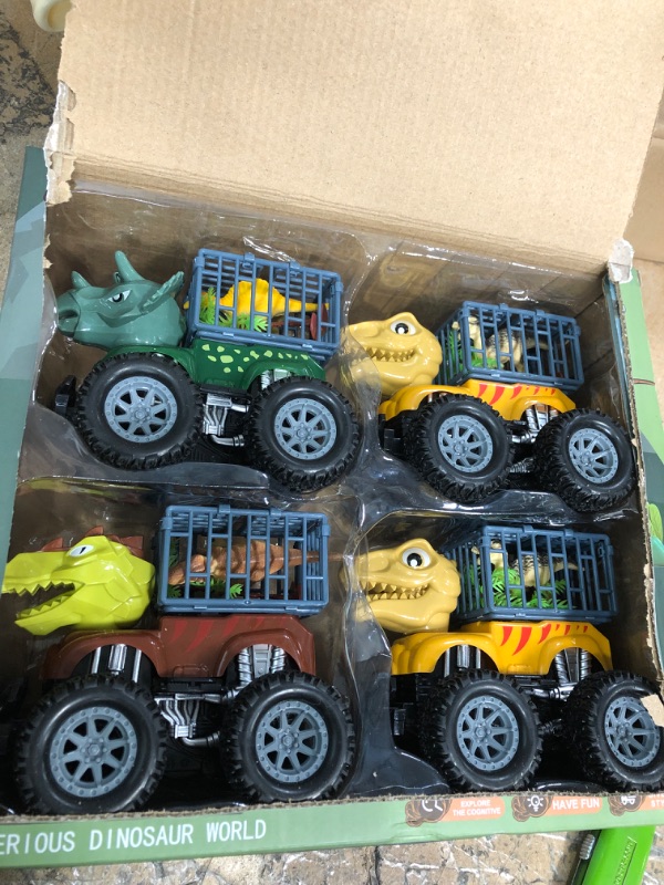 Photo 2 of aotipol dinosaur toy truck 4 pack