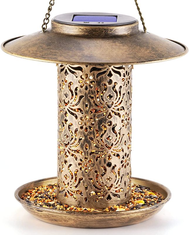 Photo 1 of 2022 Upgraded Solar Bird Feeders for Outside Metal Bird Feeders Outdoor Hanging,Wild Bird feeders as Gift Ideas for Bird Lovers Garden Yard Patio Cardinals ( Heavy Duty Weather Resistance 2LBs )
