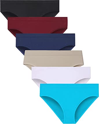 Photo 1 of Areke Womens Bikini Panties Seamless Underwear, Soft Stretch Cheekini Hipster Briefs 6 Pack size L 
