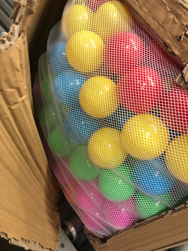 Photo 2 of Amazon Basics BPA Free Crush-Proof Plastic Ball Pit Balls with Storage Bag, Toddlers Kids 12+ Months, 6 Bright Colors - Pack of 400
