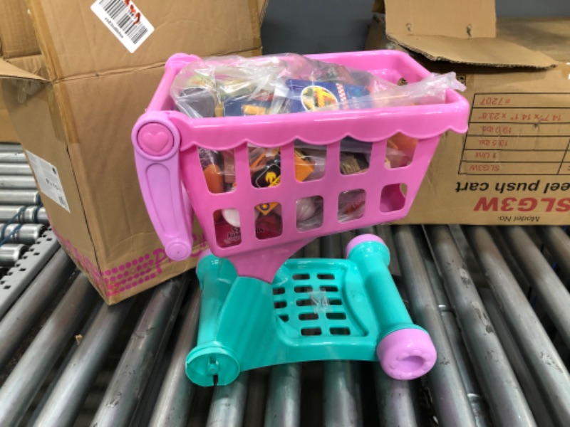 Photo 2 of Battat Play Circle by Battat Pink Shopping Day Grocery Cart Toy Shopping Cart wi...