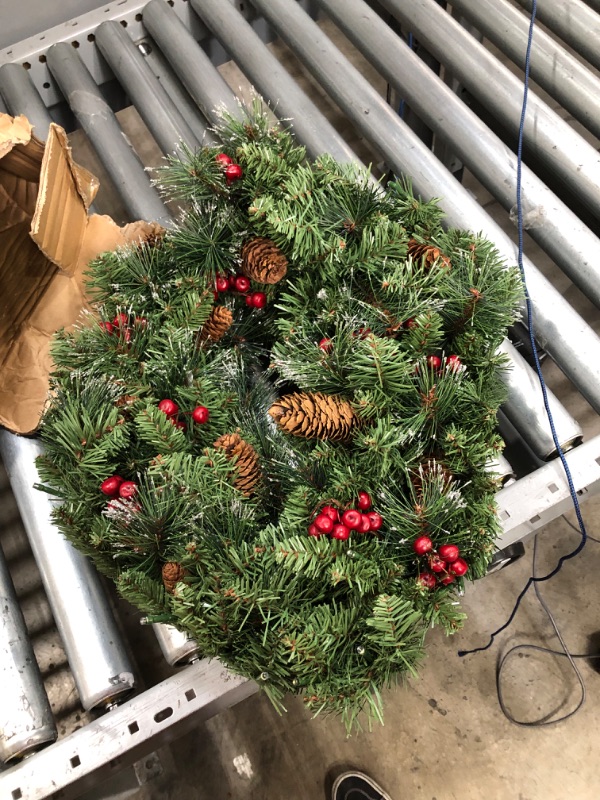 Photo 2 of 24" Crestwood Spruce Wreath with Battery Operated Warm White LED Lights