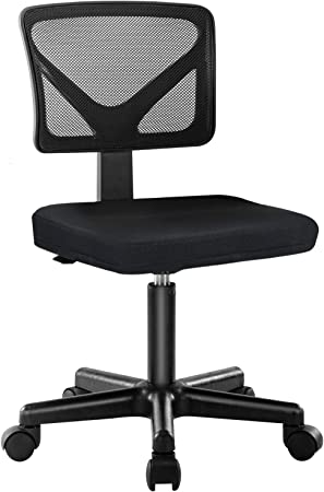 Photo 1 of Desk Chair, Swivel Computer Office Mesh Desk Chair Armless Office Chair Small Desk Chair Adjustable Black Computer Task Chair No Armrest Mid Back Home Office Chair for Small Spaces
