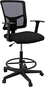 Photo 1 of Stand Up Desk Store Sit to Stand Drafting Task Stool Chair for Standing Desks with Adjustable Footrest and Armrests (Black)
