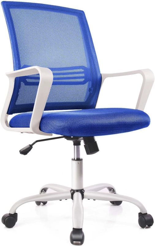 Photo 1 of Office Chair Ergonomic Desk Chair Blue Computer Chair, Home Office Desk Chair with Wheels Mesh Office Chair, Mid Back Rolling Task Swivel Chair with Armrests Lumbar Support
