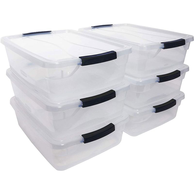 Photo 1 of Rubbermaid Cleverstore 16 Quart Plastic Storage Tote Container with Lid (6 Pack) - 1
