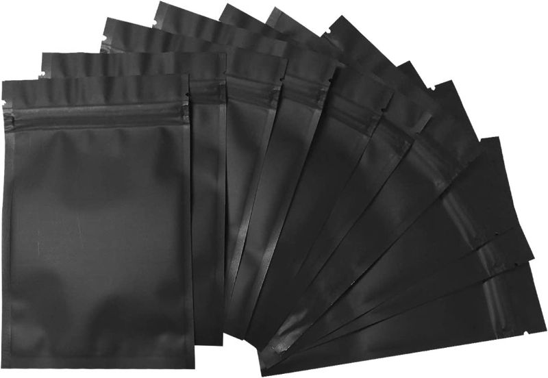 Photo 1 of 100 Pack Mylar Bags - 4 x 6 Inch Resealable Smell Proof Bags Foil Pouch Bag  blk silver