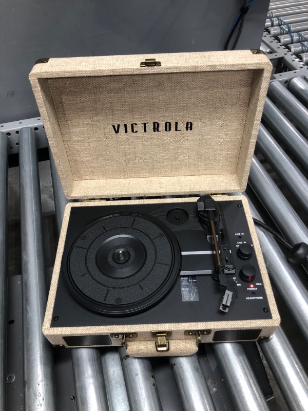 Photo 2 of Victrola Bluetooth Suitcase Record Player with 3-Speed Turntable, Beige